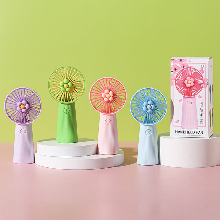 Women's Portable Mini Hand Fan with Creative Flower Design Bowlift