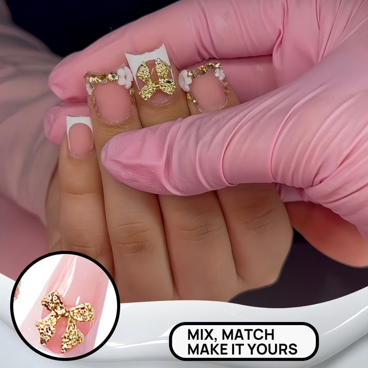 Decorative Nail Art with Glittering Bow Bowlift
