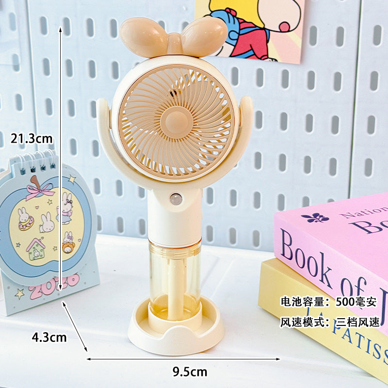 Ladies Portable Mini Fan with Water Mist Bowlift