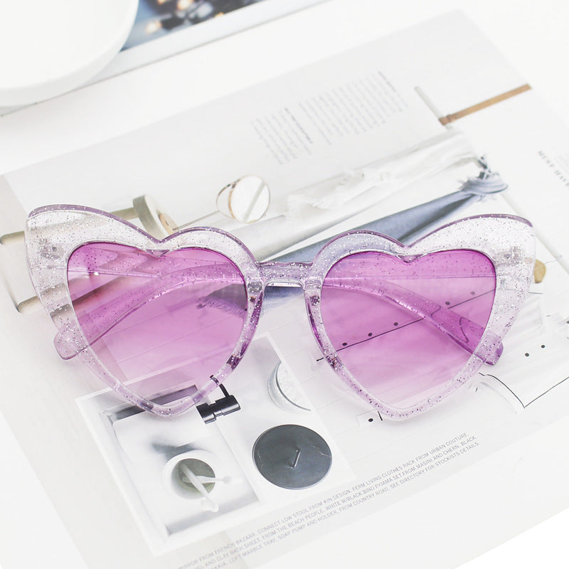 Women's Heart-Shaped Sunglasses with Glittering Frame Bowlift