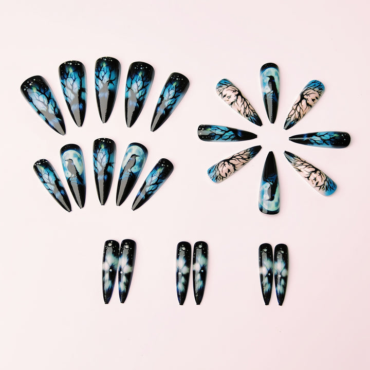 Artistic Midnight Theme Nail Art Bowlift