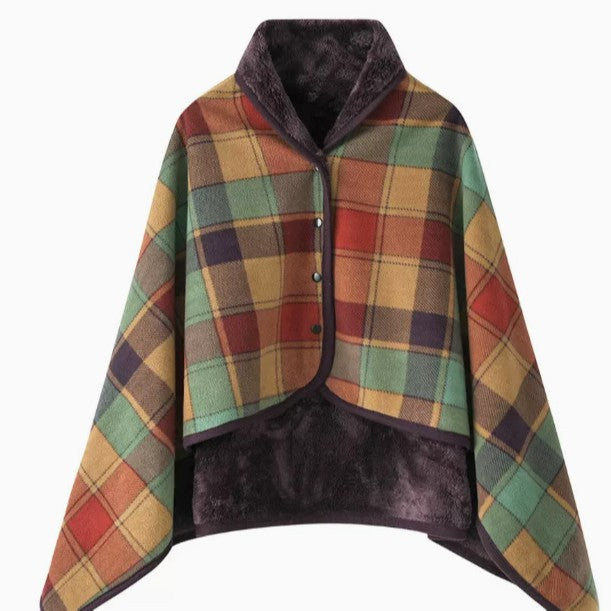Women’s stylish hooded blanket with checkered pattern Bowlift