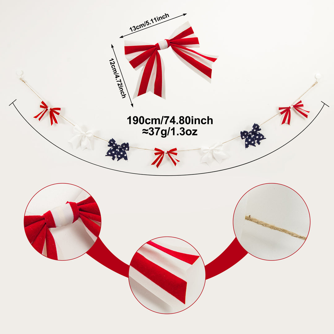 Unisex decorative ribbon garland made of fabric with natural jute rope Bowlift