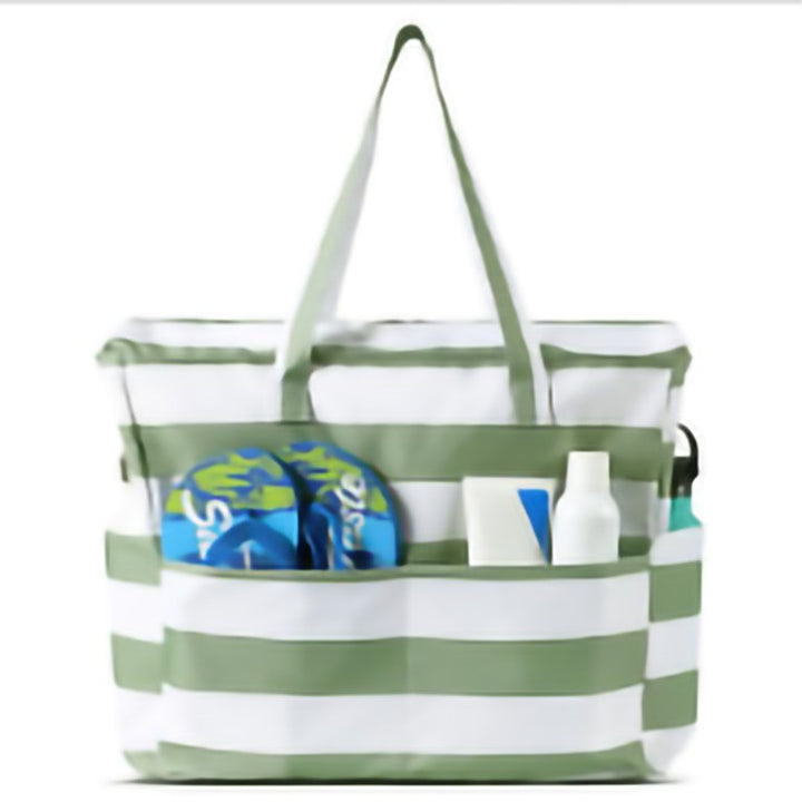 Spacious and Stylish Shopping Bag with Striped Pattern Bowlift