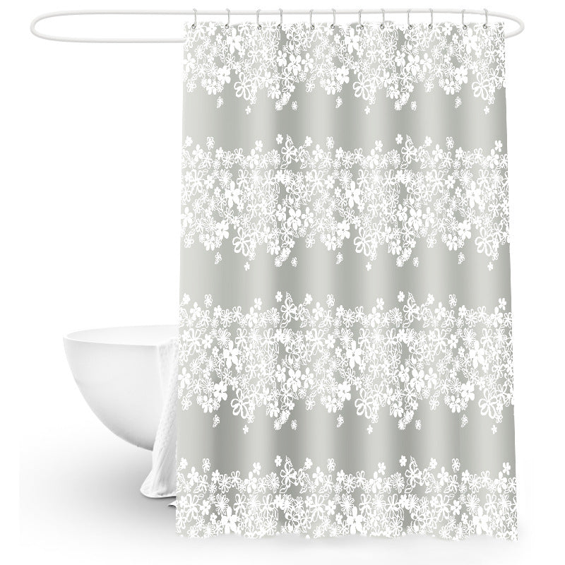 Floral Patterned Waterproof Shower Curtain Bowlift