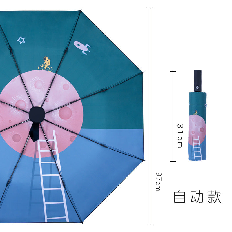 Unisex Automatic Travel Umbrella with Creative Design Bowlift