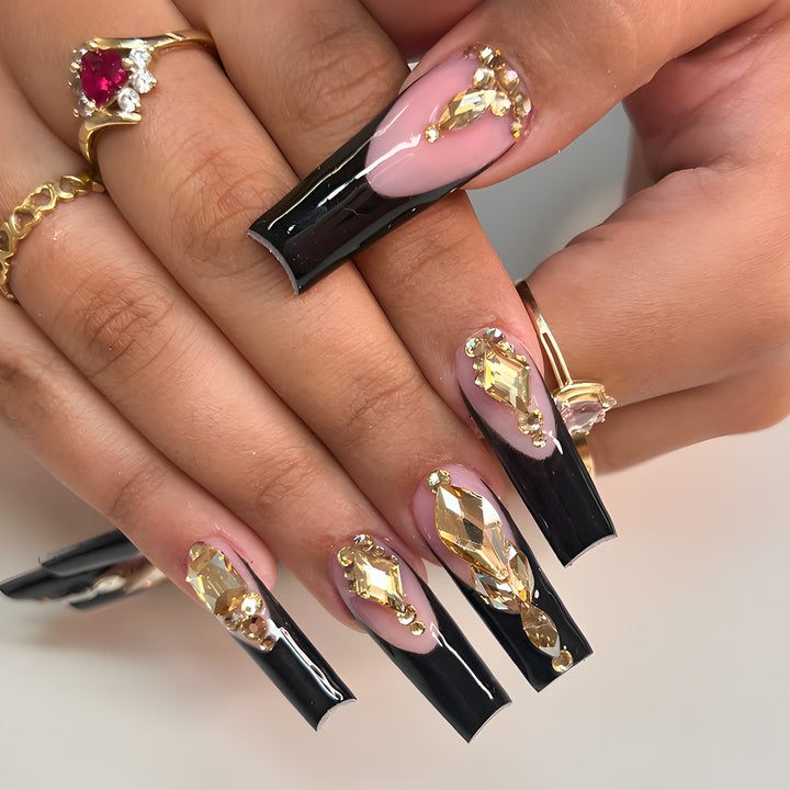 Luxury Rhinestone-Embellished Stiletto Press-On Nails Bowlift