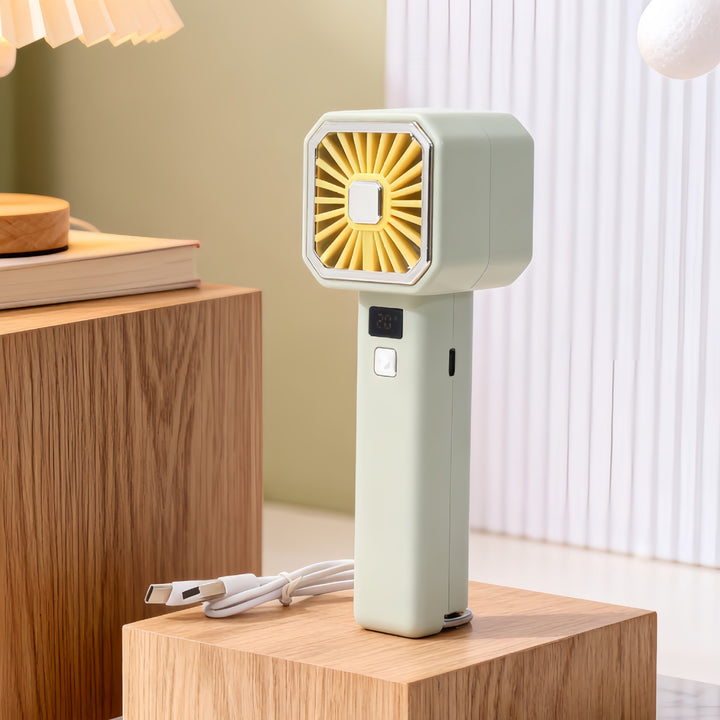 Women's Portable Handheld Fan with LCD Display and USB Charging Function Bowlift