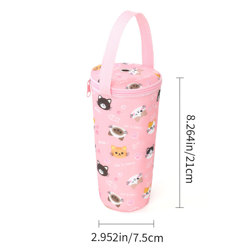 Insulated Thermal Bottle Carrier with Top Handle and Playful Dinosaur Print Bowlift