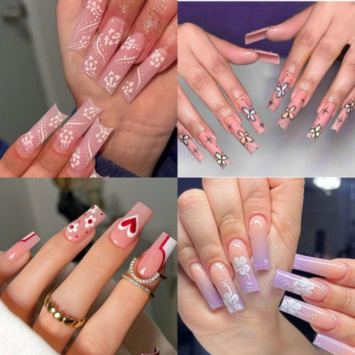 Artistic Floral Ombre Nail Tips Bowlift