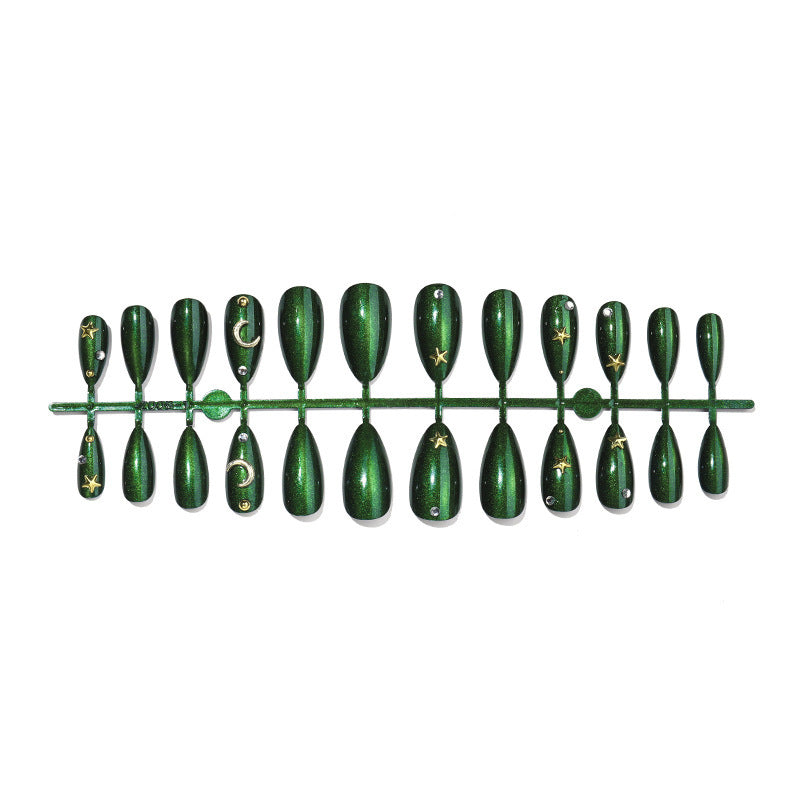 Shiny Artificial Nail Set with Stars and Moons Bowlift