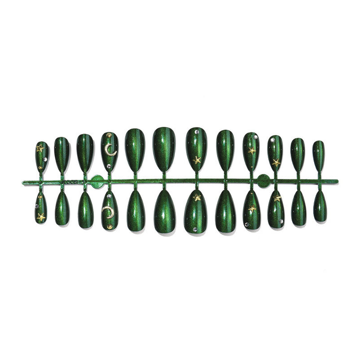 Shiny Artificial Nail Set with Stars and Moons Bowlift