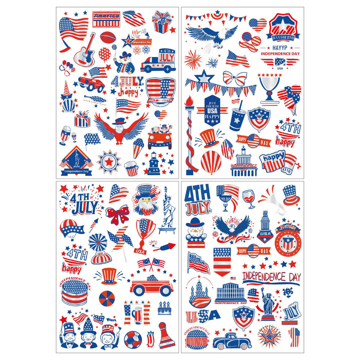 Women's Independence Day patriotic temporary tattoo sheet collection with waterproof skin-safe decals Bowlift