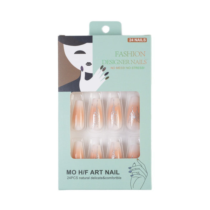 Artifical nails with elegant butterfly design Bowlift