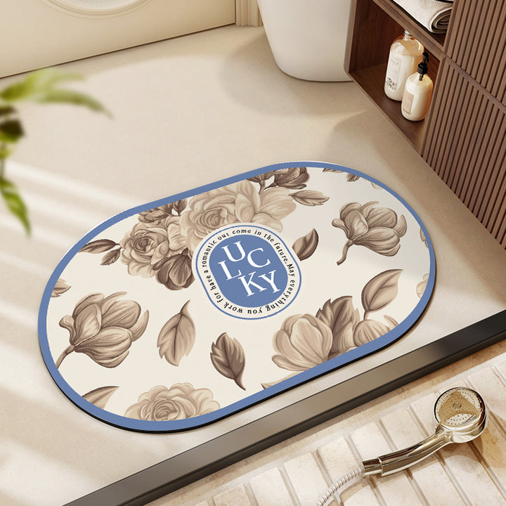 Floral Patterned Bath Mat Bowlift