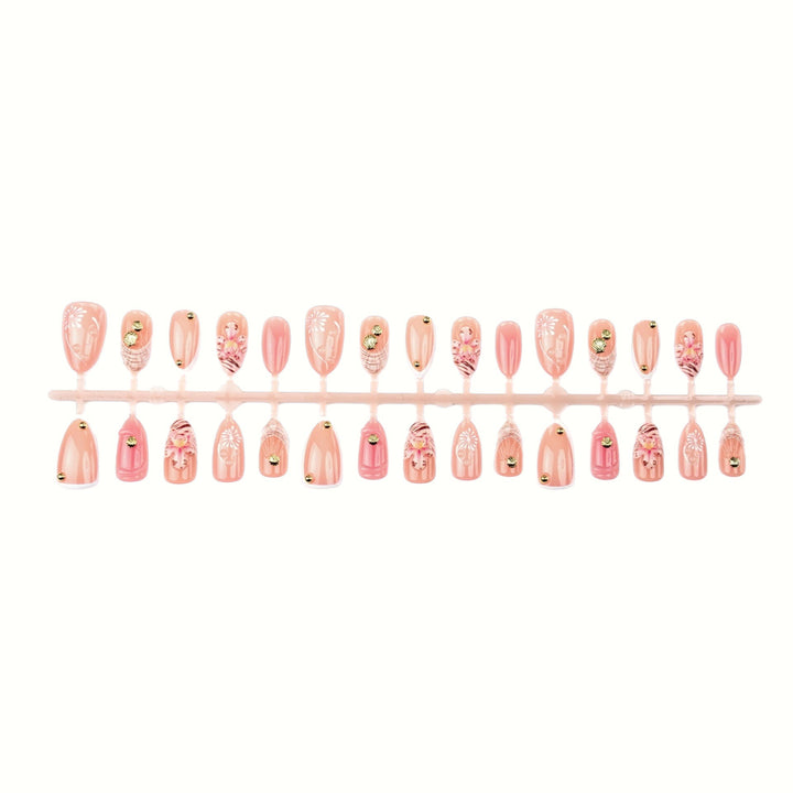 Elegant Floral Embellished Press-On Nail Set Bowlift