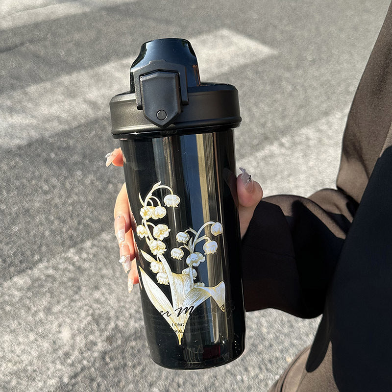 Women's Insulated Drinking Bottle with Elegant Flower Design Bowlift