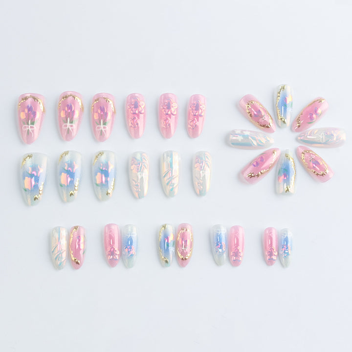 Artistic Floral Press-On Nail Art Bowlift