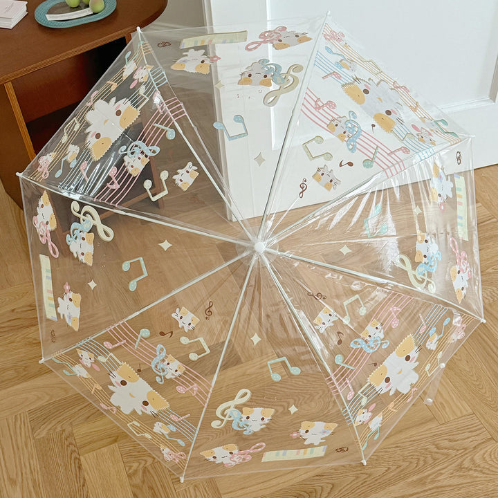 Women's Transparent Folding Umbrella with Playful Animal Design Bowlift