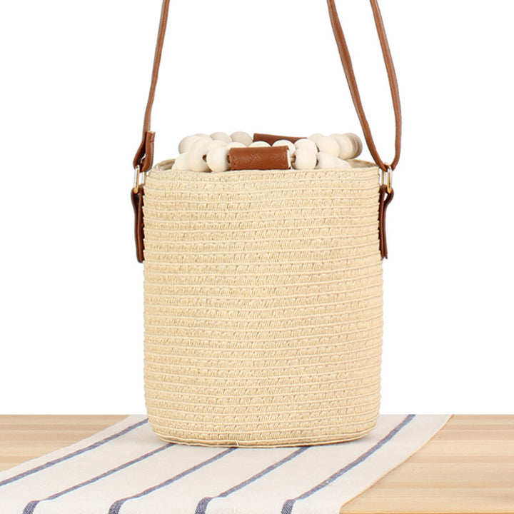 Handbag Made of High-Quality Woven Natural Material with Innovative Closure Bowlift