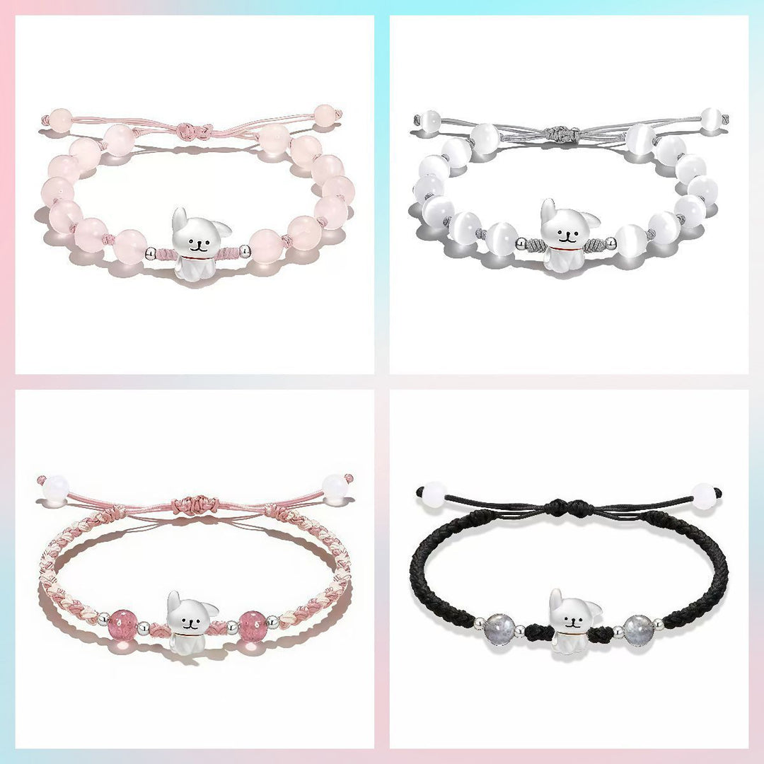 Playful Dog Charm Beaded Bracelet Bowlift