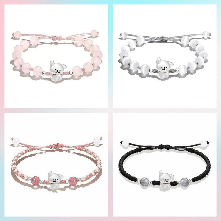 Playful Dog Charm Beaded Bracelet Bowlift