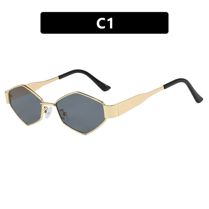 Women's geometric sunglasses with narrow metal frame and polarized lenses Bowlift