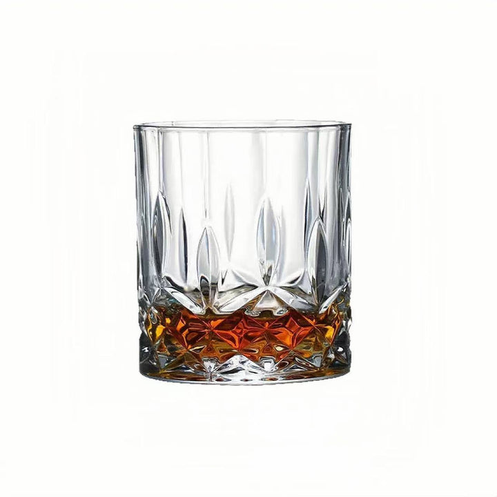 Embossed Vintage Cut Crystal-Style Whiskey Tumbler Glass Bowlift