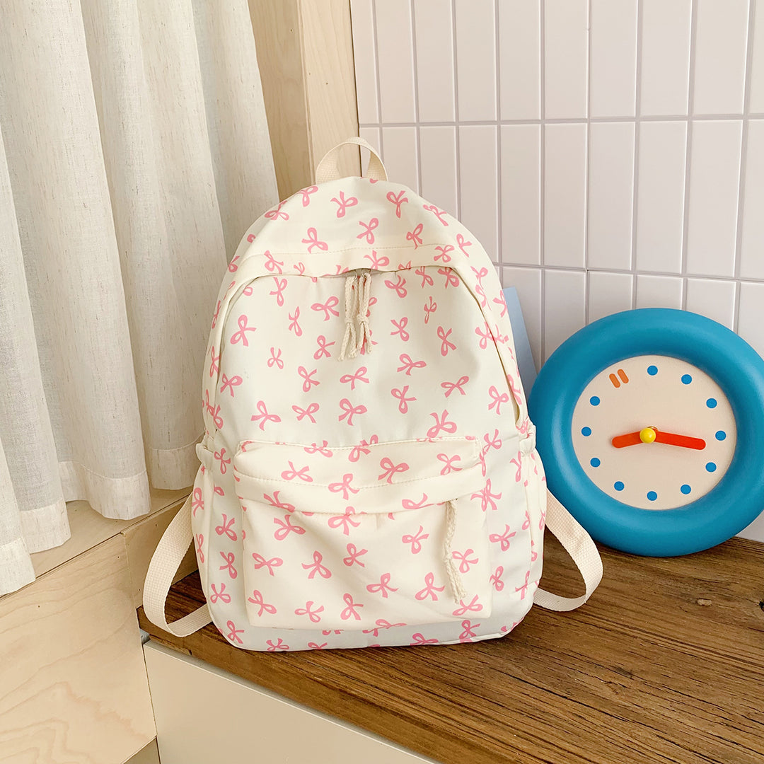 Backpack with Creative Bow Motif and Thoughtful Storage Spaces Bowlift