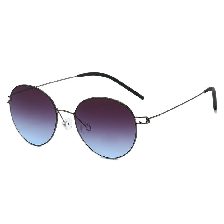 Women round sunglasses with light metal frame and gradient lenses Bowlift