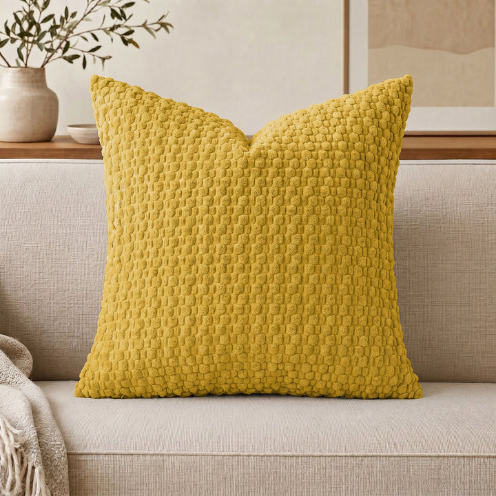 Textured chenille throw pillow with raised bobble weave Bowlift
