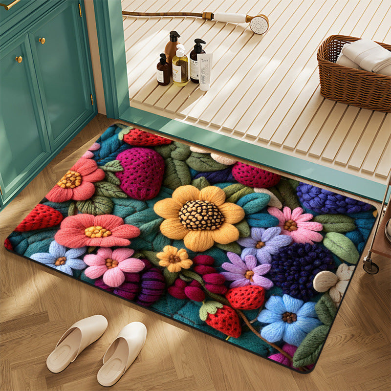 Floral Motif Bath Mat Bowlift