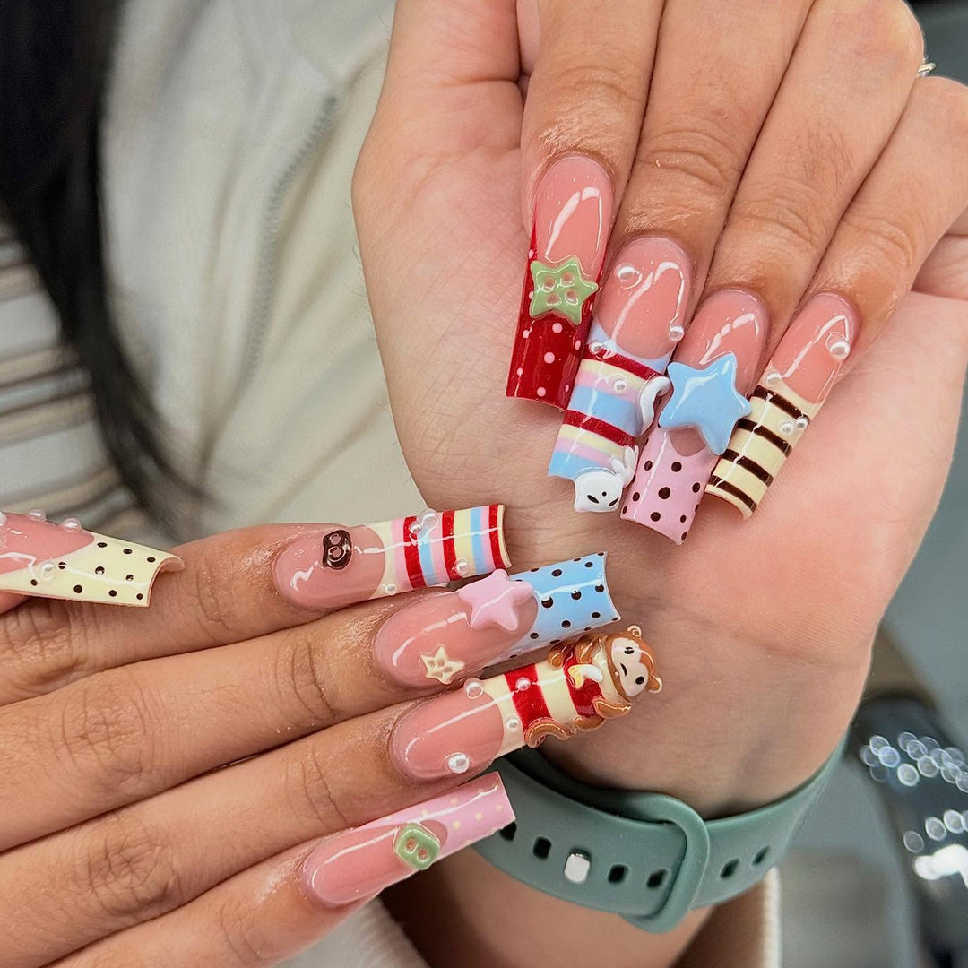 Playful Character Acrylic Nail Art Extensions Bowlift