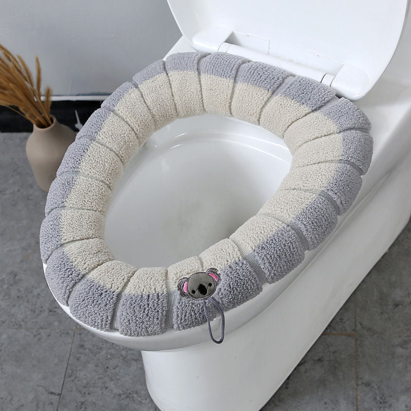 Chenille Plush Contoured Toilet Seat Cushion with Elastic Non-Slip Fit Bowlift