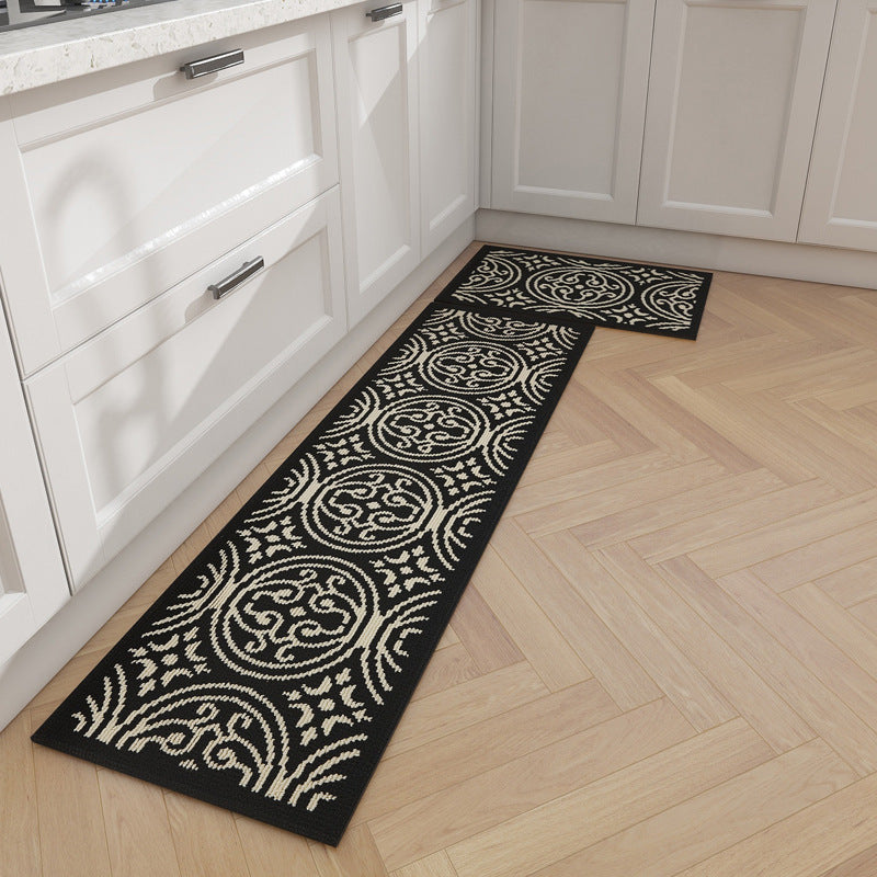 Non-Slip Geometric Woven Kitchen Runner and Mat Set Bowlift