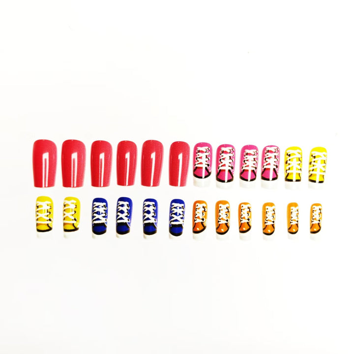 Creative art nails in colorful sneaker design Bowlift