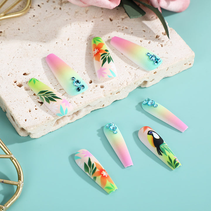 Artificial nail tips in tropical design Bowlift
