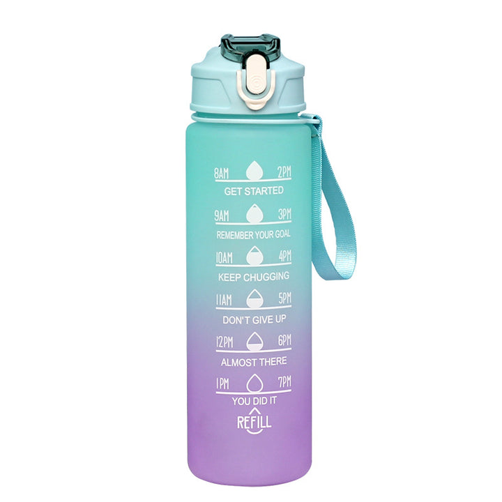 Motivational Time-Marker Hydration Bottle with Flip Lock and Carry Strap Bowlift