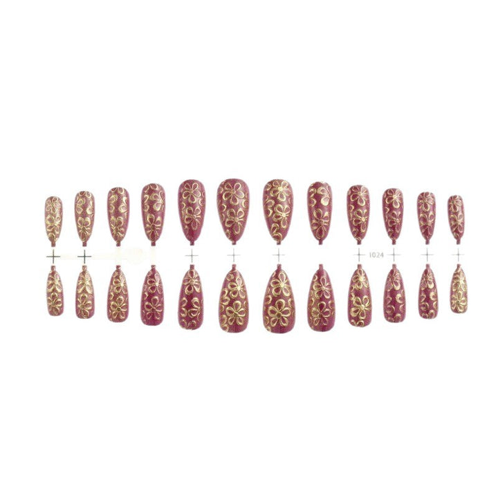 Glittering artificial nails with floral patterns Bowlift