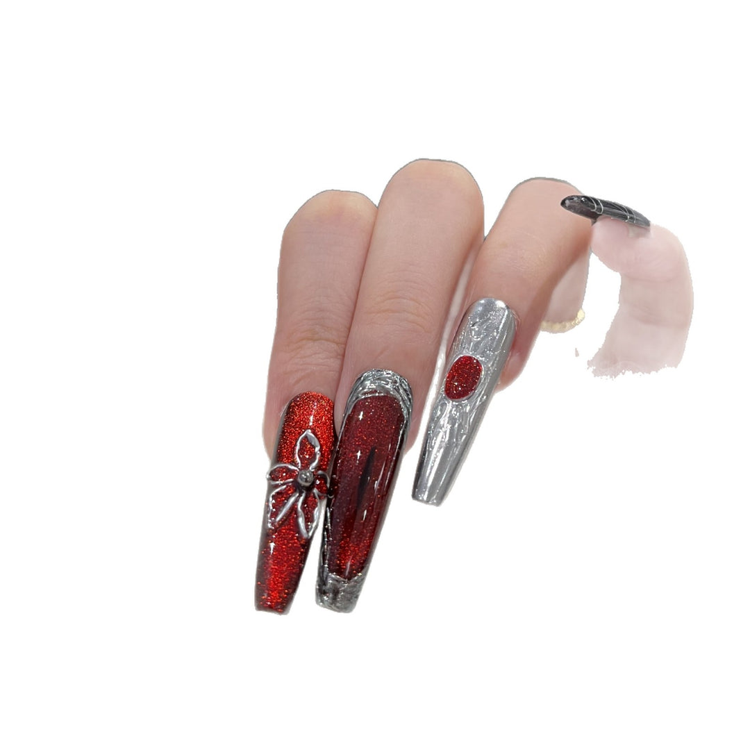 Decorative Press-On Nail Art Set with Chic Metallic Accents Bowlift