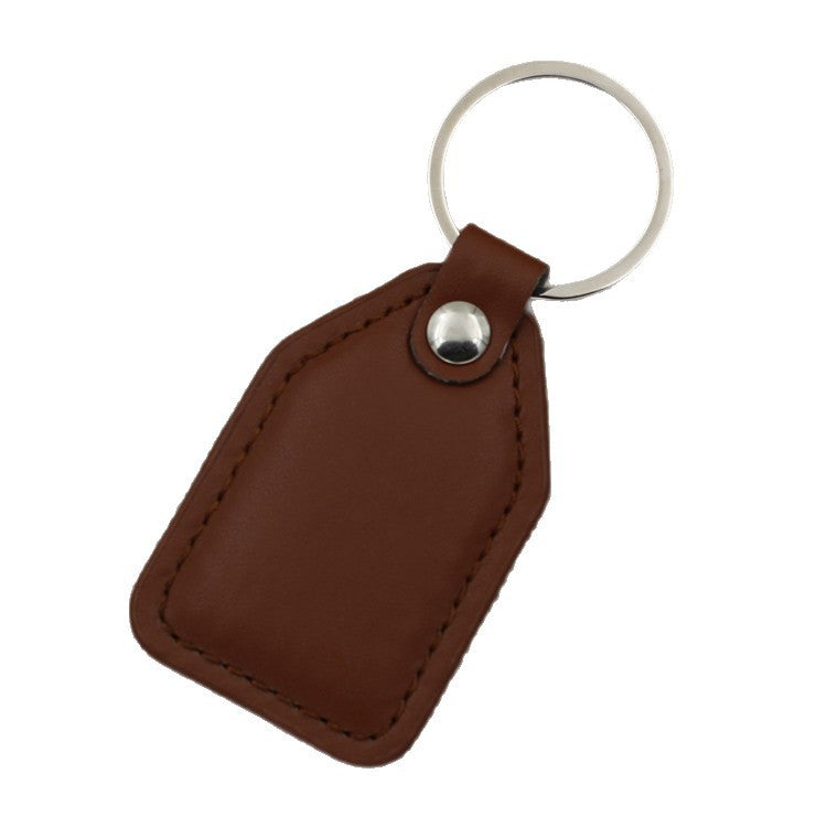 Genuine leather stitched keychain tag with stainless steel ring Bowlift