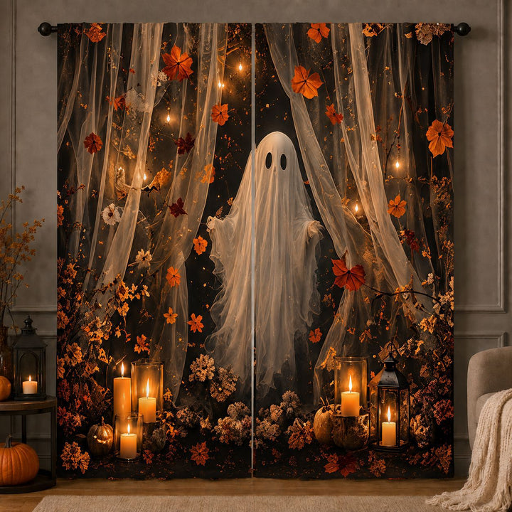 Ghost-Themed Halloween Window Drapes
