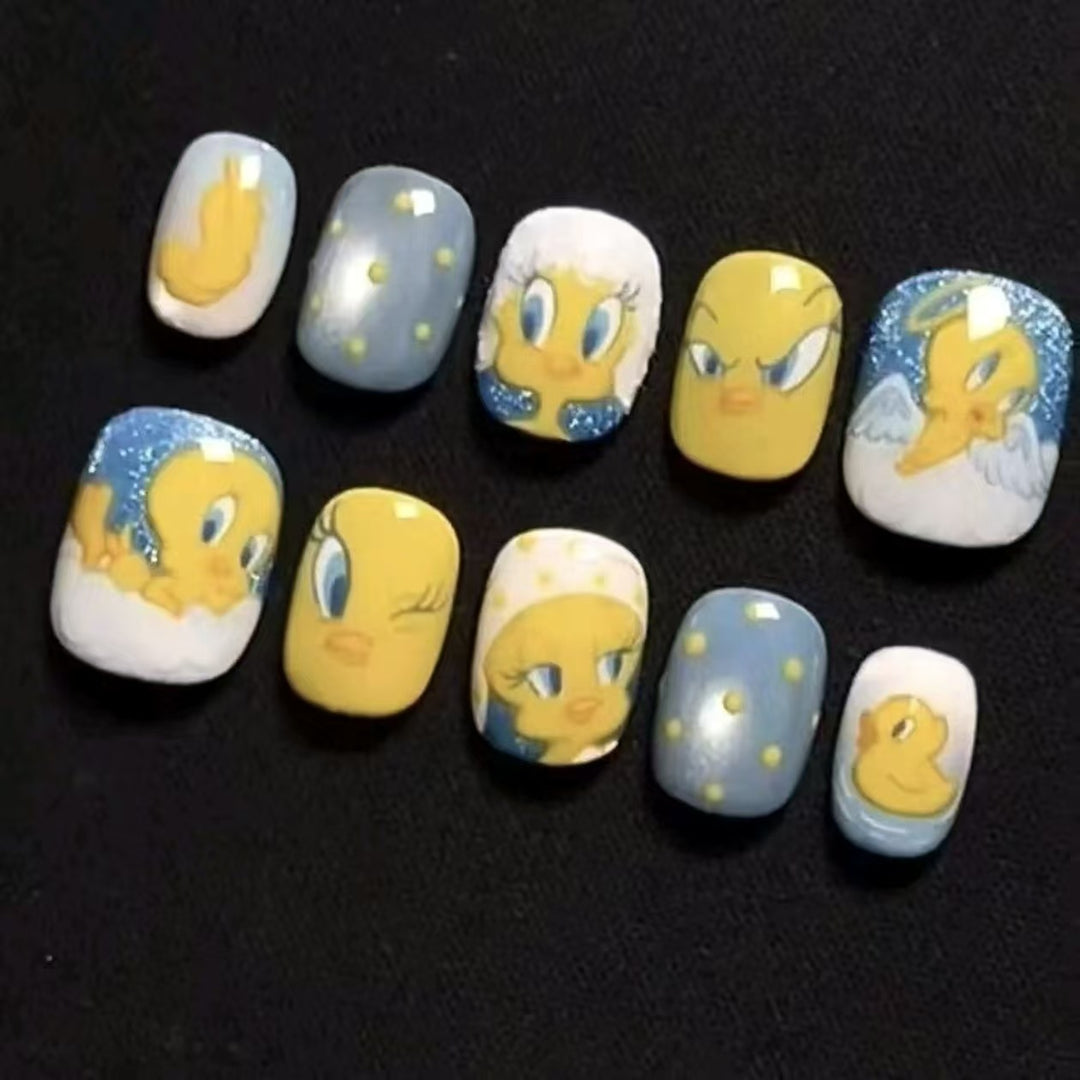 Whimsical Character Press-On Nail Art Set Bowlift