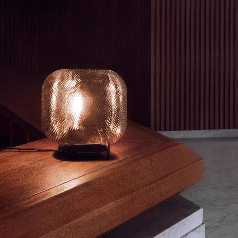 Modern Decorative Table Lamp with Textured Glass Shade