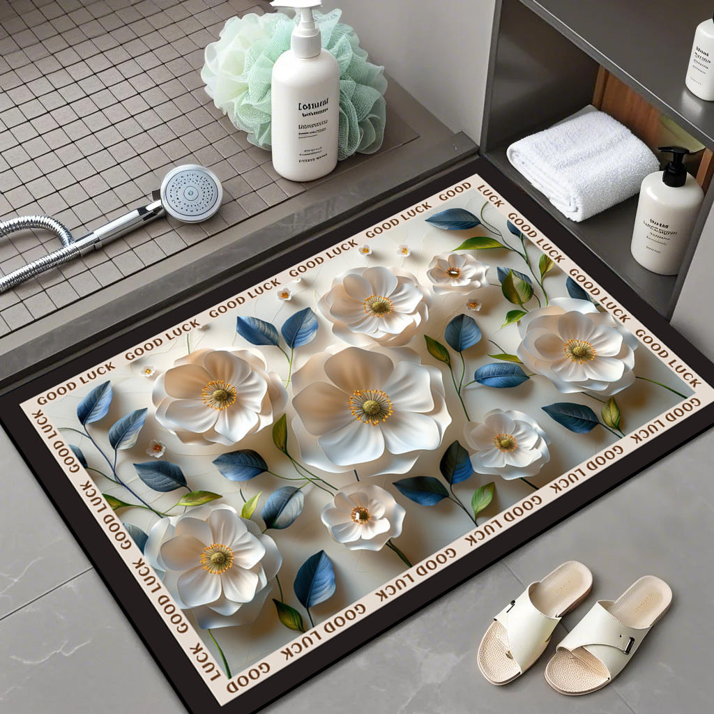 Floral Patterned Comfort Bath Mat Bowlift
