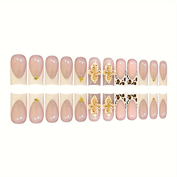 Artistic Floral and Animal Print Press-On Nail Art Bowlift
