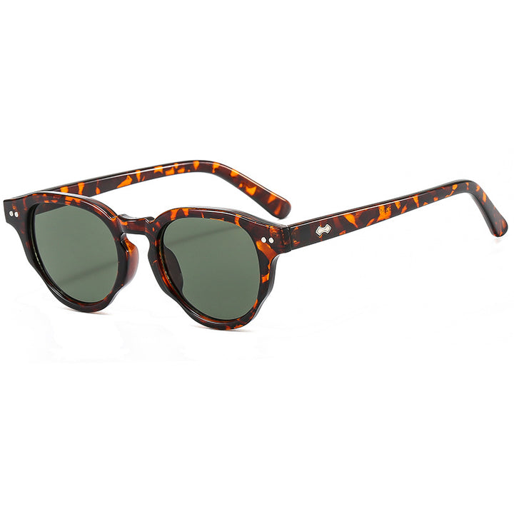 Women's fashionable sunglasses with oval frame and green glass Bowlift