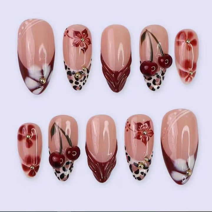 Nature-Themed Artistic Press-On Nail Set Bowlift
