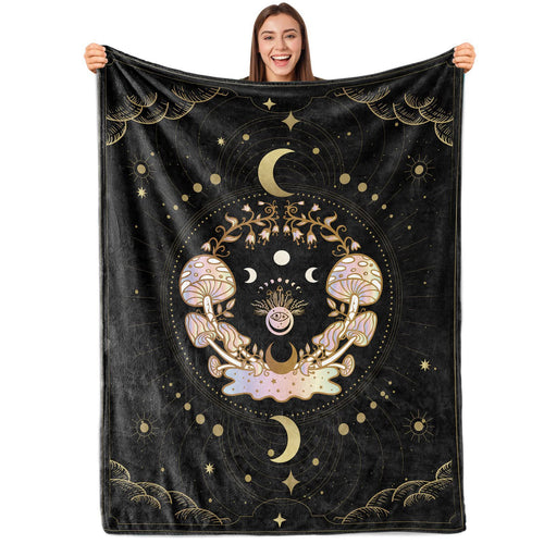 Artistic Mushroom-Themed Throw Blanket