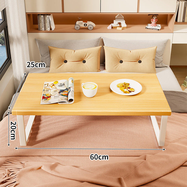Portable Folding Overbed Lap Desk with Grain-Top and Foldable Metal Legs